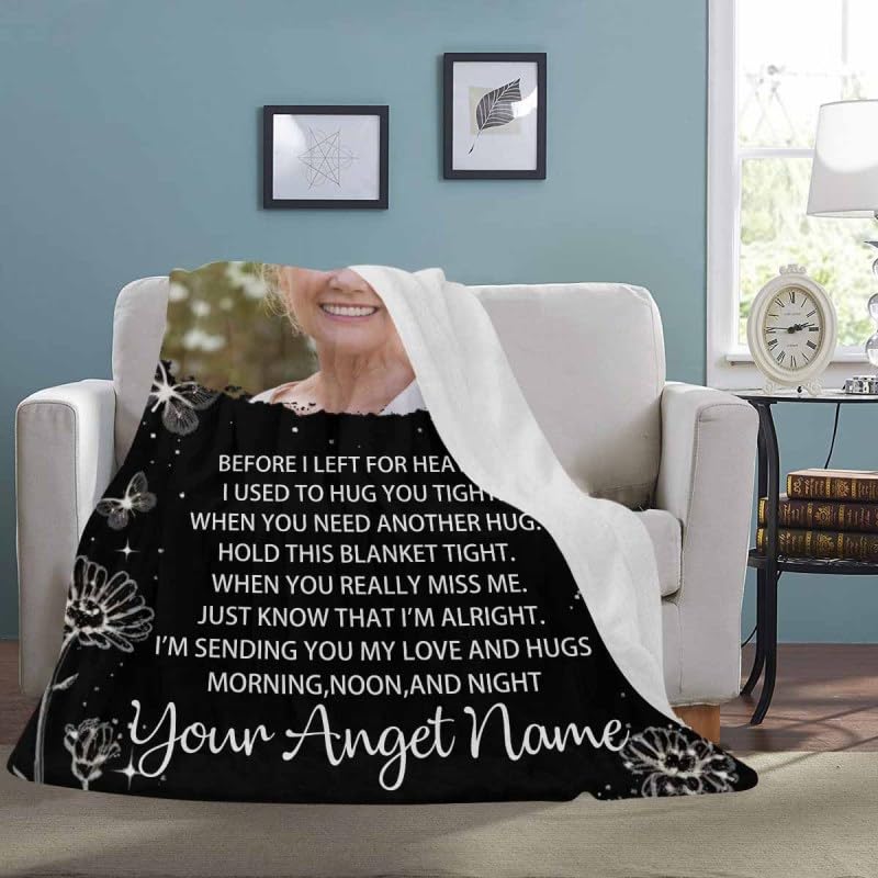 Custom Memorial Blanket with Photo - Sympathy Gift for Loss of Loved One - color: Style 20