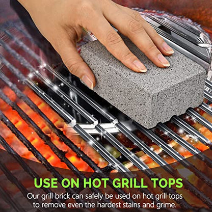 Maryton Grill Stone Cleaning Brick - Griddle Grills Cleaning Kit Block Pumice Stone for Removing Stains BBQ Grease, 3 Count | Pumice Brick for Removing Stains BBQ Grease of Griddle