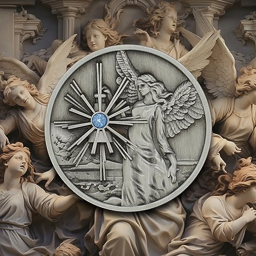 Pewter Guardian Angel Coin Medallion, Pocket Prayer Affirmation Gift Token - color: Pewter