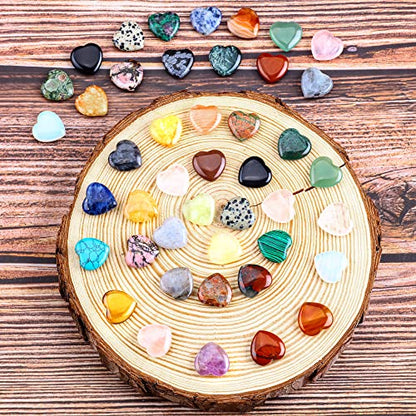 72pcs Heart Shaped Crystal Stones,0.8" Assorted Chakra Hearts 247-250g - color: 72pcs Heart Stones