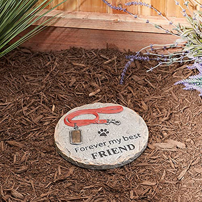DII Pet Remembrance Cement Stepping Stone Collection, You Will Never Leave Our Hearts, Dog, 9.25x8.5x3.7