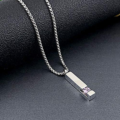 YOUFENG Urn Necklaces for Ashes Birthstone Cube Urns for Human Ashes Memorial Cremation Urn Locket Keepsake Ashes Jewelry - style: Silver - June