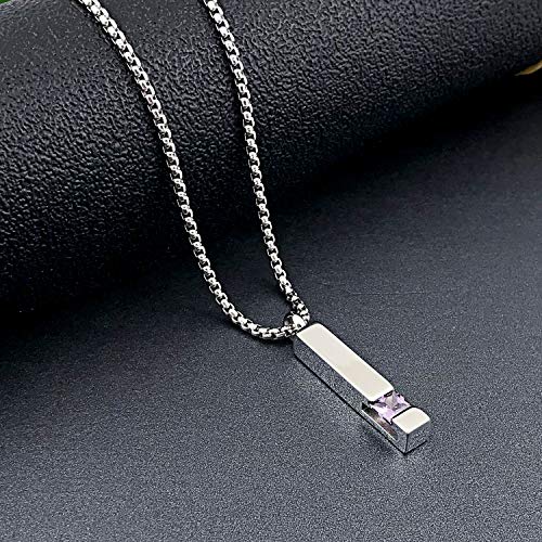 YOUFENG Urn Necklaces for Ashes Birthstone Cube Urns for Human Ashes Memorial Cremation Urn Locket Keepsake Ashes Jewelry - style: Silver - June