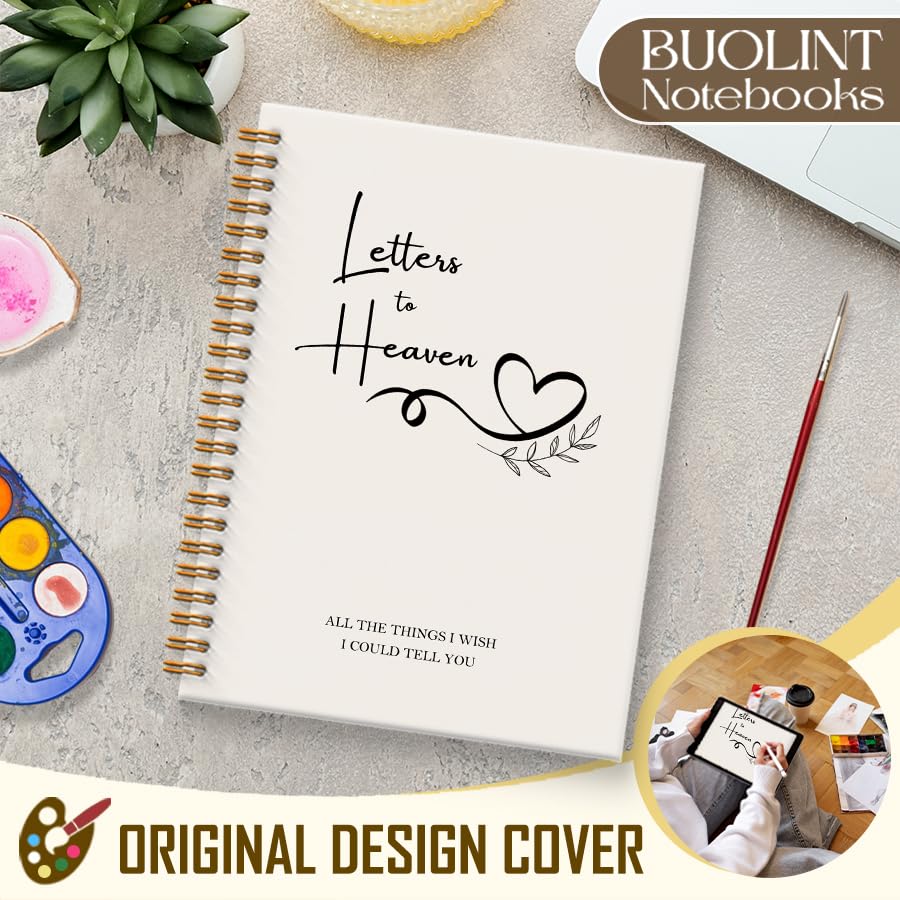 Letters to Heaven Notebook Journal 5.5x8.3, Grief Journal for Women, Memorial Sympathy Gifts for Loss of Loved One, Remembrance Bereavement Gifts Spiral Hardcover Notebook - color: Heaven