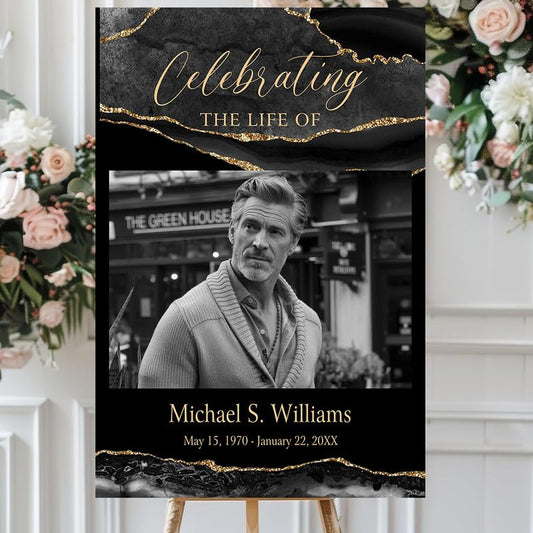 Personalized Funeral Welcome Signs, Celebration Of Life Yard Sign, Celebration of Life Decoration, Custom Memorial Sign, Minimalist Memorial Sign With Photo, Memory Signs For Funerals#11 - color: Design 11