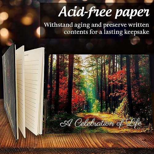 Funeral Guest Book | Memorial Guest Book | Guest Book for Funeral Hardcover | Guestbook for Sign in, Celebration of Life Memorial Service | Funeral Guest Sign Book with Memory Table Card Sign Included - style: Forest