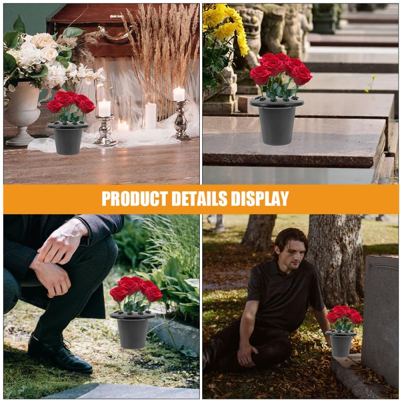 2pcs Plastic Grave Flower Holder Inserts Base for Memorials Cemetery Vase Liners Versatile Design for Fresh Flowers Elegant Floral Arrangement for Gravesite Decoration