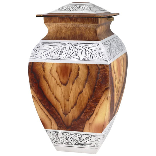 NANIURN Urns for Ashes Adult Male, Brown Wood-Look Full Size Cremation Urn | Ashes Urn for Women and Men, Brown Wood Square Large Cremation Urn for Human Ashes, Funeral, Burial, Home or Niche - color: Wood Texture, size: Large / Adult