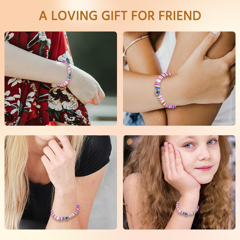 Xiyantiji Memorial Bracelet Gifts for Pet Loss Sympathy Gifts for Loss of Dog Cat Pet Owner Friends Rainbow Bridge Paw Print Bracelet