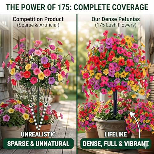 22" Large Artificial Flowers for Outdoor,184 Blossoms Fake Petunias - color: Mixed Wildflower