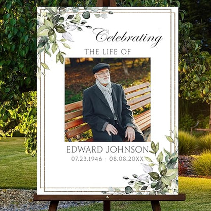 Custom Funeral Welcome Sign with Photo, Memorial Yard Sign, Celebration of Life Welcome Board, Personalized Remembrance Sign for Funeral Service - CCTC13 - color: Background #13