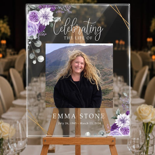 Custom Acrylic Funeral Sign With Photo, Personalized In Loving Memory Sign | Custom Memorial Welcome Board, Celebration Of Life Decorations, Funeral Ceremony Display, Tribute Sign For Loved Ones - color: Design 4