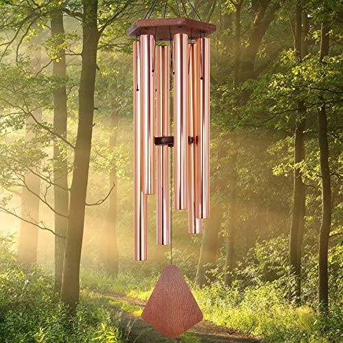 Wind Chimes Outdoor Large Deep Tone, 44 Inch Sympathy Wind Chime Outdoor, Memorial Wind-Chime with 6 Tuned Tubes, Elegant Chime for Garden, Patio, Balcony and Home Decor, Rose Gold - color: Rose Gold, size: 44"