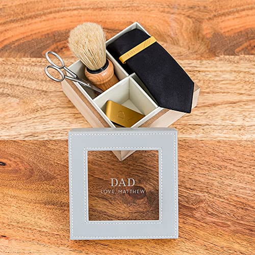 WEDDINGSTAR Custom Wood and Faux Leather Keepsake Box With Glass Lid - Dad - style: Dad