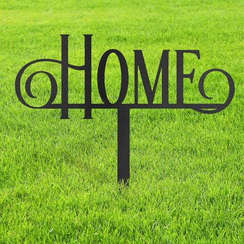 Metal Home Sign Garden Stake Decorative, Black Powder-Coated Finish Design Silhouette Statues for Yard Art, Outside, Patio, Outdoor Decor, Garden Decorations, Lawn Ornaments - 12" Black - color: STA06-2408-M06, size: 12" Black