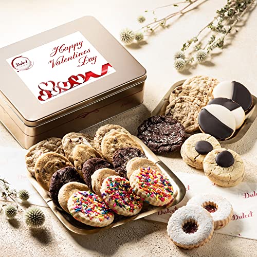 Gourmet Assortment All Flavor Cookie Tin Box, For Every Special Occasion – Holiday, for Men and Women, By Dulcet Git Baskets (Valentine's Day) - color: Valentines