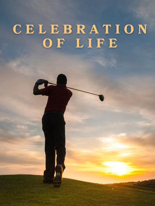 Celebration of Life: Guestbook for Funeral and Memorial Services For Men (300 Guests) Male Golfing Sihouette