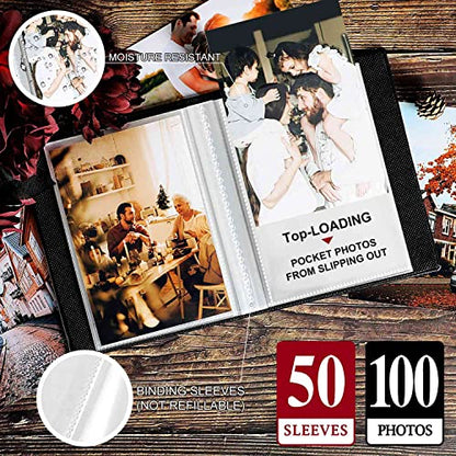 Ywlake Photo Album 4x6 100 Pockets 2 Packs, Small Mini Capacity Leather Photo Albums, Each Pack Holds 100 Top Loader Vertical Only Pictures Silver - color: Silver, size: 100 Photos/2PK