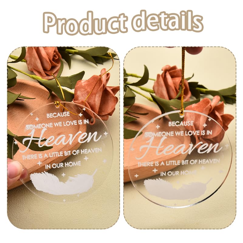 Christmast Memorial Ornaments Rremember Keepsake, Bereavement Memorial Gifts for Loss of Loved One Because Someone We Love is in Heaven Sign, Christmast Cardinal Ornament for Loss of Loved One