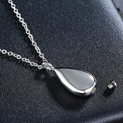 Jude Jewelers Stainless Steel Wate Drop Tear Shaped Memorial Keepsake Cremation Ash Urn Pendant Necklace - color: Silver