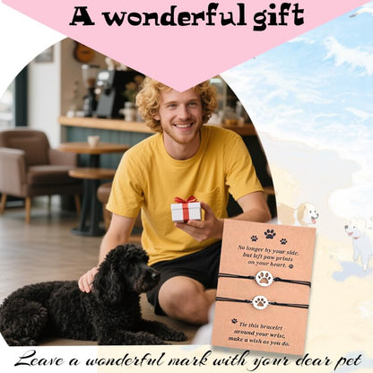 Dog Bereavement Gifts Pet Paw Bracelet for Men Women Memorial Bracelets for Loss of Cat Sympathy Gift Friendship Bracelets for 2 Friends Women Dog Remembrance Gift Cat Pet Lover Bracelet