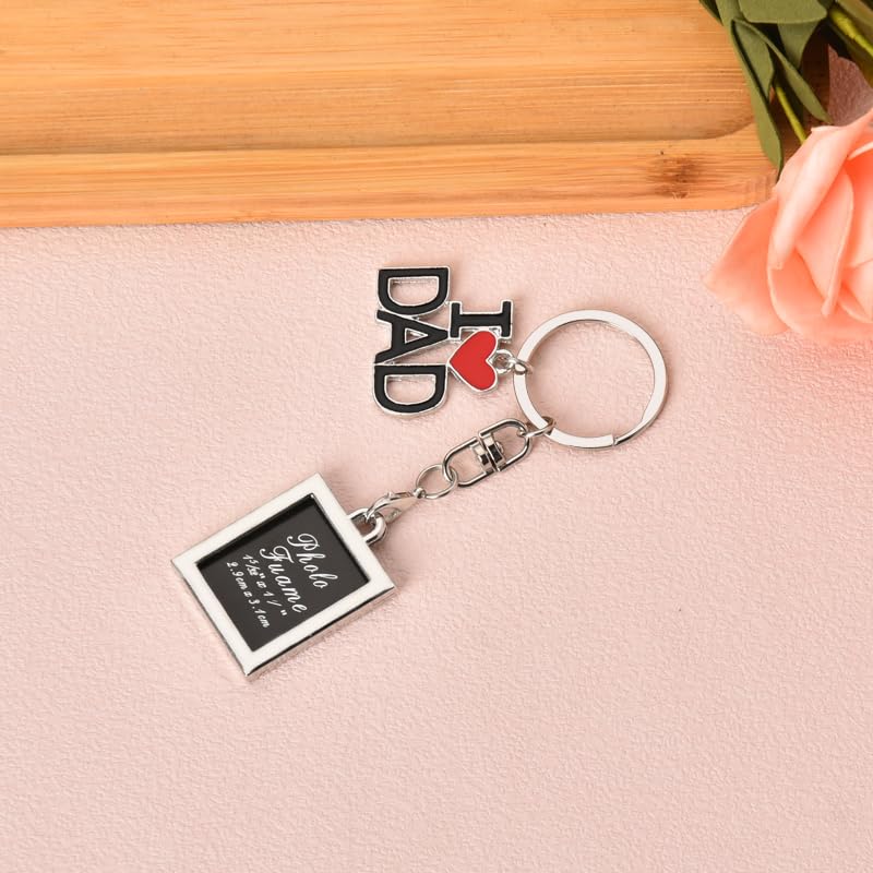 YALLNASL Dad Papa Picture Frame Fathers Day Birthday Gifts for Grandpa Memorial Gifts for Loss of Grandfather Father Keychain - color: Papa Rectangular Keychain