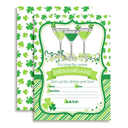 Amanda Creation St. Patrick's Day Shenanigans Party Fill in Invitations set of 20 with envelopes - style: Shenanigans