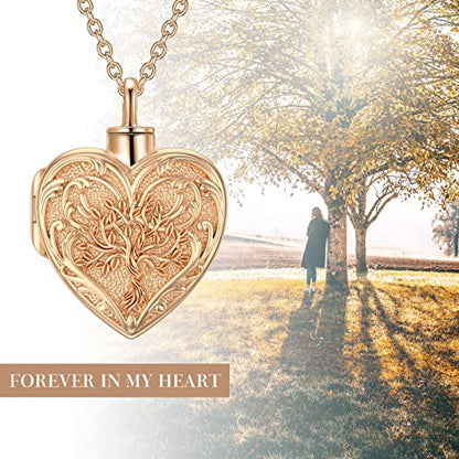 SOULMEET Cremation Jewelry for Ashes, Sterling Silver Urn Necklace for Ashes Women Men, Cherish Memories Cremation Jewelry to Keep Someone Near to You - color: M3-Rose gold tree