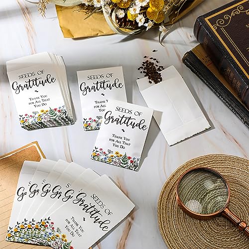 Colarr 100 Pack Wildflower Seed Packets Self Adhesive Thank You Seed Packets Rustic Floral Seeds Storage Pockets Kraft Envelopes for Coworker Baby Shower Wedding Gratitude Gift Office Party Favors