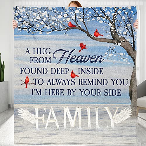 Personalized Memorial Blanket Gift, Sending Hugs from Heaven, Blanket Memorial Gift for Family Members, Grandparents, Mom, Dad, Brothers, Sisters - color: Memory-03