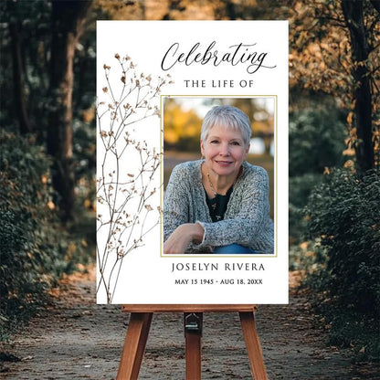 Celebrating the Life Memorial Sign Personalized - Funeral Welcome Sign, Celebration of Life Poster with Picture, Funeral Photo Display Board, In Loving Memory, Forever In Our Hearts Canvas #15 - color: Version #15