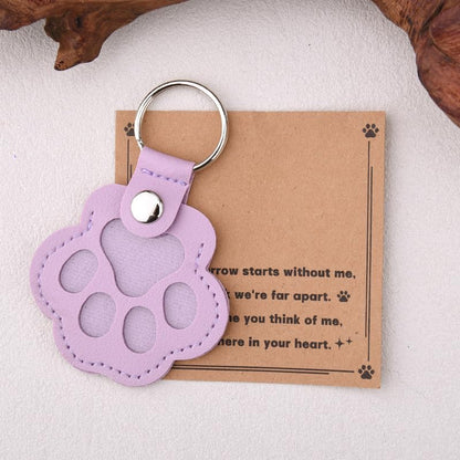 Leather Paw Print Keychain for Dog Cat Pet Hair Keepsake Keychain Sympathy Memorial Gift for Loss of Cat Dog Puppy - color: Purple