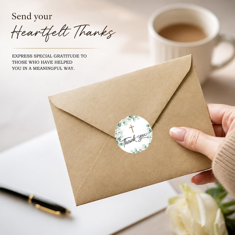 28 Pack Funeral Thank You Cards with Envelopes & Stickers, 6x8 Inches Foldable, Sympathy Bereavement Notes with Message Inside, Suitable for Memorial Services (Style 2)