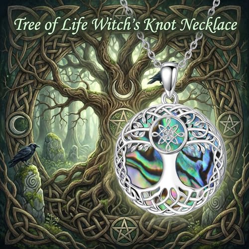 Tree of Life Necklace 925 Sterling Silver Abalone Shell Celtic Knot Tree Pendant Necklace Jewelry Gifts for Women Birthday Christmas - style: Style2