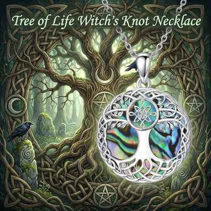 Tree of Life Necklace 925 Sterling Silver Abalone Shell Celtic Knot Tree Pendant Necklace Jewelry Gifts for Women Birthday Christmas - style: Style2