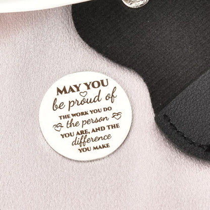 Sisadodo Pocket Hug Token Long Distance Relationship Keepsake Gifts for Women Birthday Christmas Gifts With Leather Keychain - color: May You Be Proud of the Work You Do
