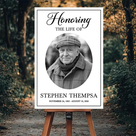Celebrating the Life Memorial Sign Personalized - Funeral Welcome Sign, Celebration of Life Poster with Picture, Funeral Photo Display Board, In Loving Memory, Forever In Our Hearts Canvas #3 - color: Version #3