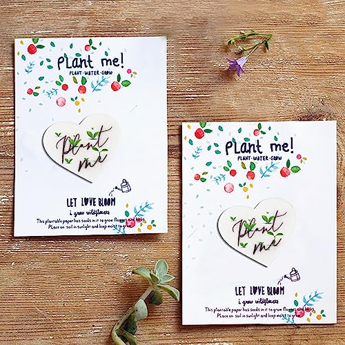 50 Plantable Wildflower Paper, Ecological Heart Shaped Babyshower Favors for Guests - Bridal Funeral Memorial Plantable Gifts NO Cards
