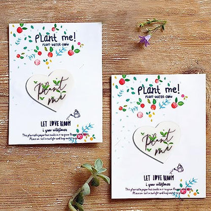 50 Plantable Wildflower Paper, Ecological Heart Shaped Babyshower Favors for Guests - Bridal Funeral Memorial Plantable Gifts NO Cards