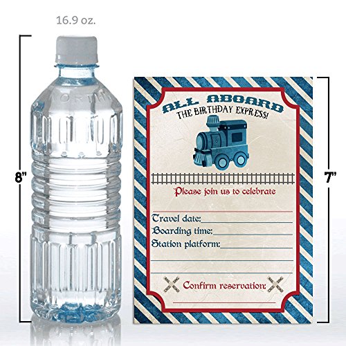 Vintage Train Birthday Party Invitations, 20 5x7 Fill In Cards with Twenty White Envelopes by AmandaCreation - style: Vintage Train