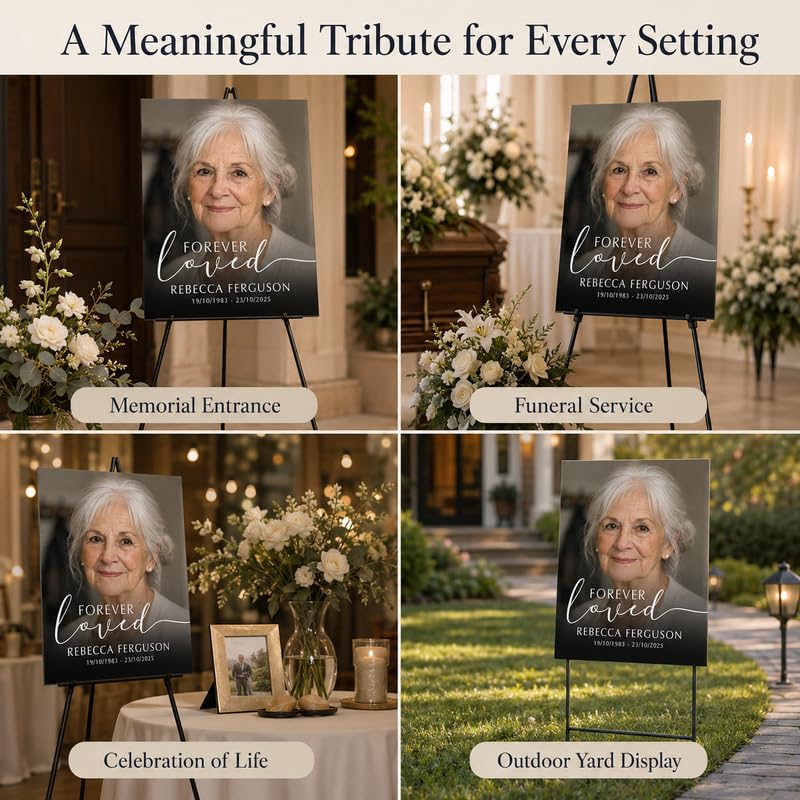 Personalized Forever Loved Memorial Sign with Photo for Funeral - color: Design 1