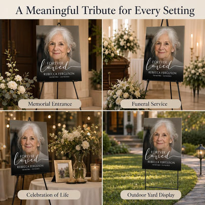 Personalized Forever Loved Memorial Sign with Photo for Funeral - color: Design 1