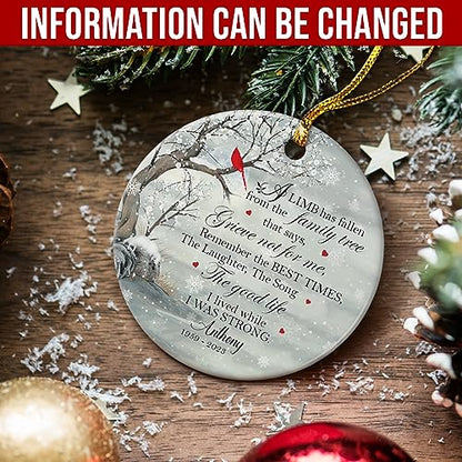 Personalized Memorial Ornaments Sympathy Ornament Ceramic Christmas Remembrance Keepsake Xmas Tree Decorations Gifts for Loss of Loved One