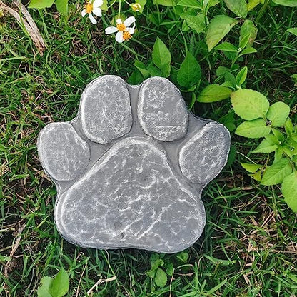 Pawprint Memorial Stone, DIY Lettering Beautiful Dog Grave Marker Comforting for Backyard for Puppy (Rock Grey)