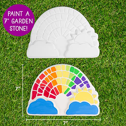 Creative Roots Paint Your Own Rainbow Stepping Stone Craft Kits for Kids, Ceramics to Paint, Ages 6+ - style: Rainbow