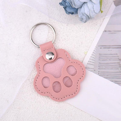yaozeio Pet Hair Fur Keychain Keepsake for Dog Cat PU Leather Paw Print Bag Key Charm Accessory for Best Friend Pets Loss Sympathy Memorial Gifts for Pets Lover Owner Pink Pet Hair Locket Holder