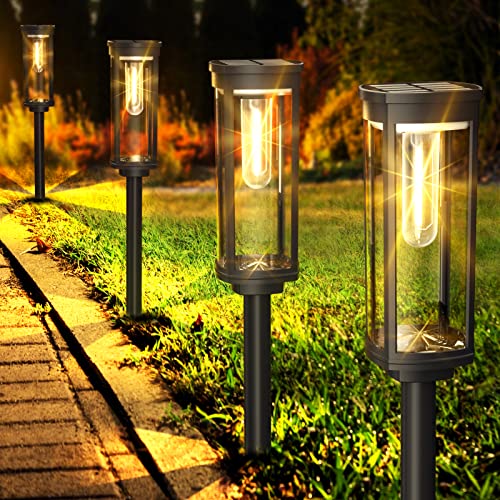 COXSENI Solar Pathway Lights Outdoor Waterproof Warm White, 2 Pack - color: Warm White, size: 2Pack
