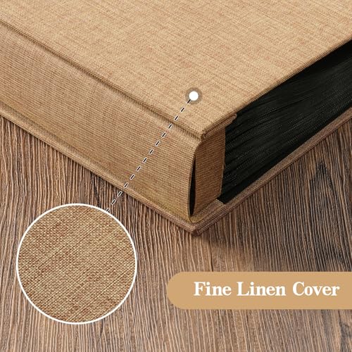 potricher Small 8x10 Photo Album, 160 Pockets, Linen Cover, Khaki - color: Khaki