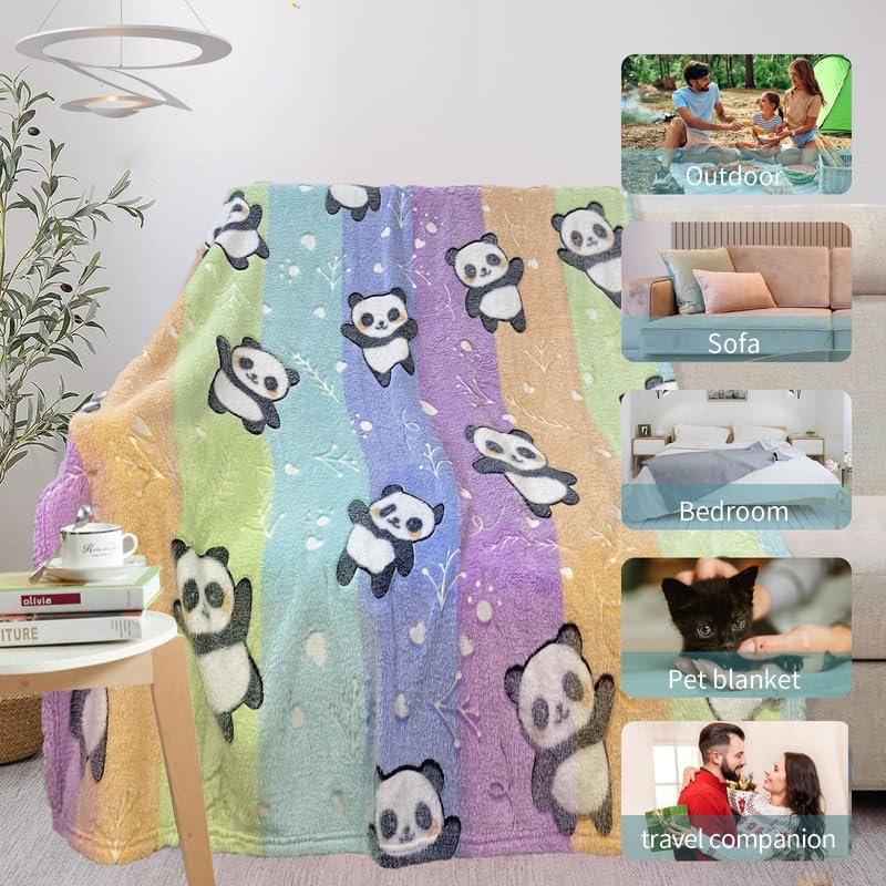 COMFAR Panda Blankets for Girls/Boys, Gifts Girls, Kids Toddler Blanket Kids, Personalized Baby Soft Fleece and Throw, Birthday 40inx 50in - color: Panda, size: 40"x 50"