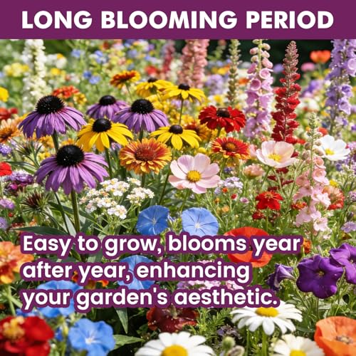 Wildflower Seeds Bulk 10000+, 1.06oz Butterfly Hummingbird Mix, 21 Variety Perennial Annual Mix, Heirloom Flower Seeds for Planting Outdoor Indoor, High Germination Rate Garden Seeds
